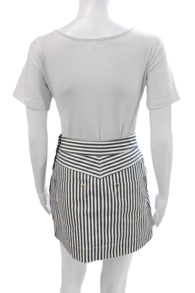 Derek Lam 10 Crosby Women Blue Striped Mini Skirt 98% Cotton Nautical Size 0