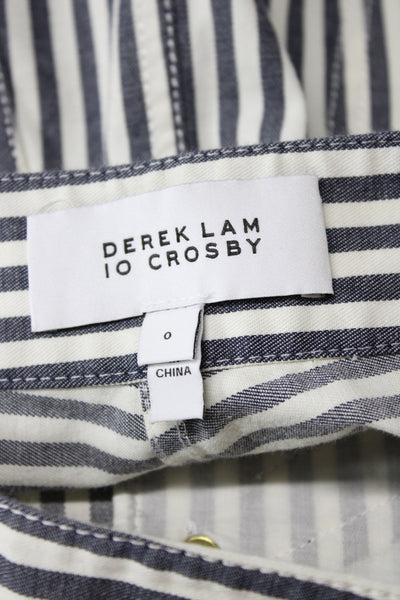 Derek Lam 10 Crosby Women Blue Striped Mini Skirt 98% Cotton Nautical Size 0