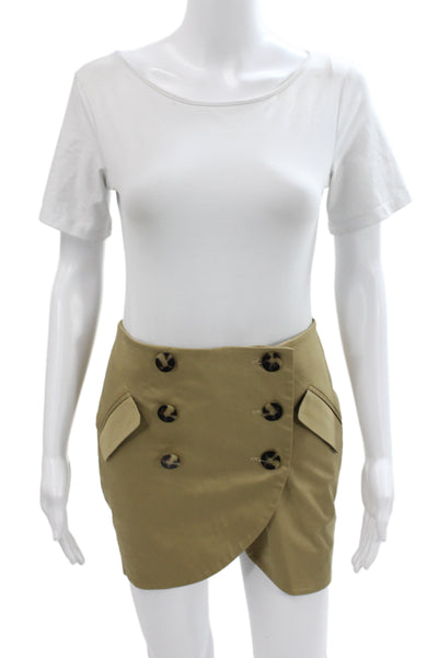 Laveer Women Mini Skort Beige Cotton Button Solid Military Size 0