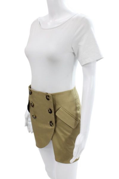 Laveer Women Mini Skort Beige Cotton Button Solid Military Size 0