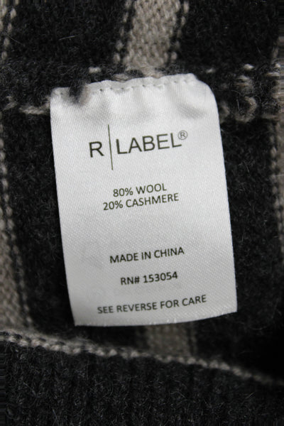 R Label Women Gray Striped Mock Neck Pullover Sweater Long Sleeve Size XS