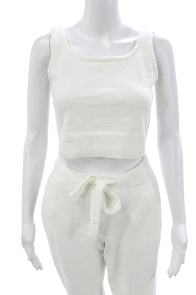 Eberjey Womens Fuzzy Scoop Neck Sleeveless Top Pants Pajama Set White Size XS