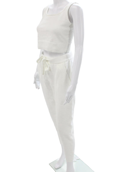 Eberjey Womens Fuzzy Scoop Neck Sleeveless Top Pants Pajama Set White Size XS