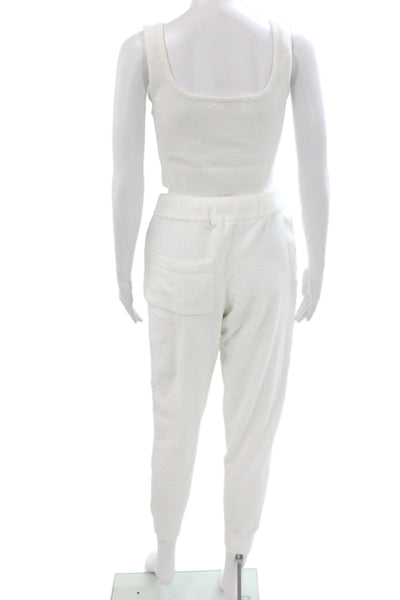 Eberjey Womens Fuzzy Scoop Neck Sleeveless Top Pants Pajama Set White Size XS