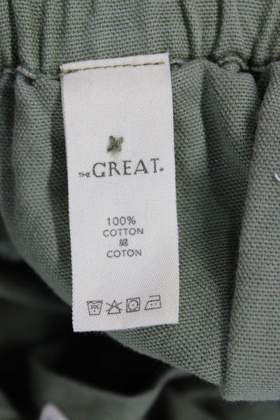 The Great Womens Cropped Green Cotton Pants Button Solid Military Size 0