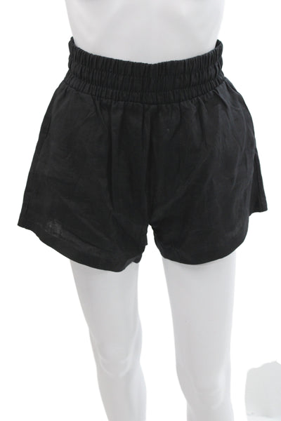 Parentezi Womens Paperbag Linen Shorts Black Size XS