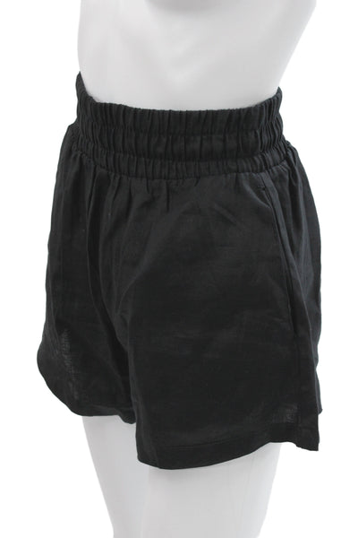 Parentezi Womens Paperbag Linen Shorts Black Size XS