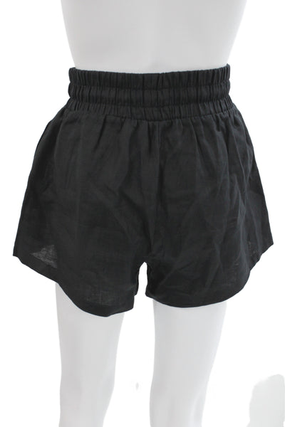 Parentezi Womens Paperbag Linen Shorts Black Size XS