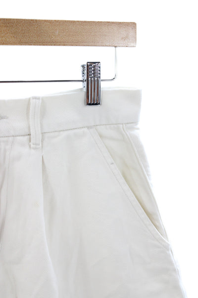 Le Jean Womens Mom Shorts White 100% Cotton Button Casual Size 26