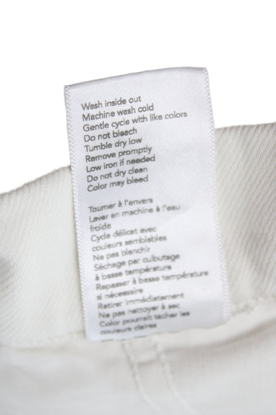 Le Jean Womens Mom Shorts White 100% Cotton Button Casual Size 26