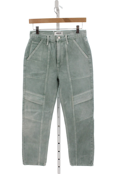 Agolde Womens Straight High Rise Green Cotton Jeans Size 25