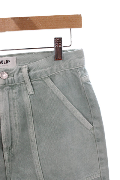 Agolde Womens Straight High Rise Green Cotton Jeans Size 25