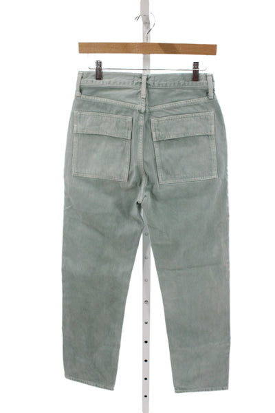 Agolde Womens Straight High Rise Green Cotton Jeans Size 25