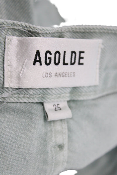 Agolde Womens Straight High Rise Green Cotton Jeans Size 25