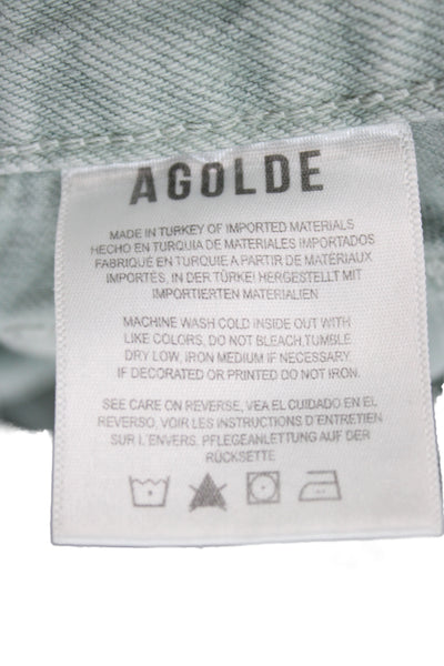 Agolde Womens Straight High Rise Green Cotton Jeans Size 25