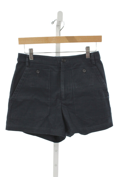 Nili Lotan Womens Utility Black Cotton Shorts Size 2