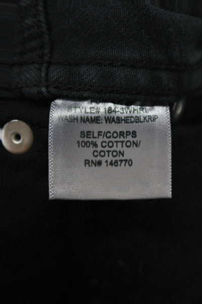 Re/Done Womens Straight Jeans Black High Rise Cotton Distressed Size 25
