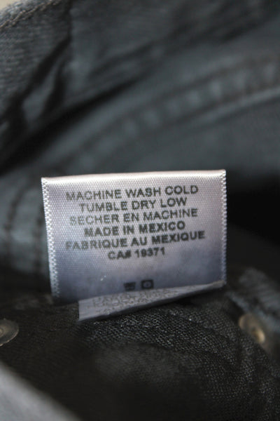 Re/Done Womens Straight Jeans Black High Rise Cotton Distressed Size 25