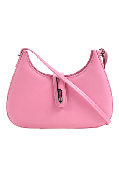 Behno Womens Leather Buckled Strapped Shoulder Handbag Gum Pink