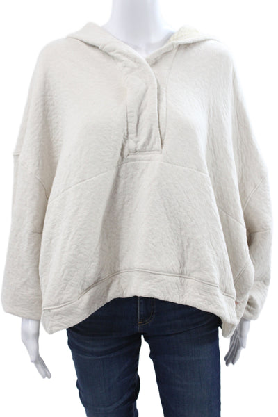 Lunya Womens Pullover Henley Pima Cotton Beige Long Sleeve Size M
