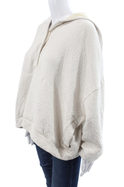 Lunya Womens Pullover Henley Pima Cotton Beige Long Sleeve Size M