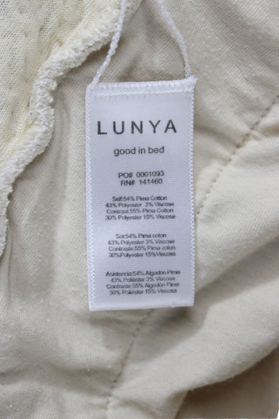 Lunya Womens Pullover Henley Pima Cotton Beige Long Sleeve Size M