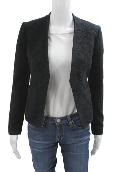 Theory Womens Basic Jacket Black Long Sleeve Cotton Open Front Size 00