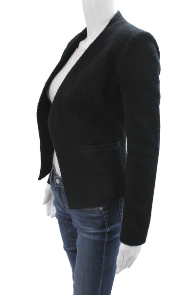 Theory Womens Basic Jacket Black Long Sleeve Cotton Open Front Size 00