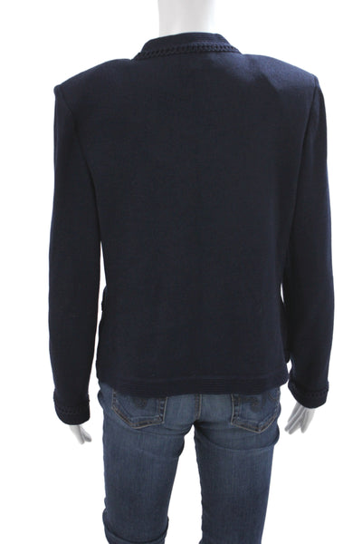 St. John Collection Womens Blue Basic Jacket 80% Wool Long Sleeve Zip Size 6