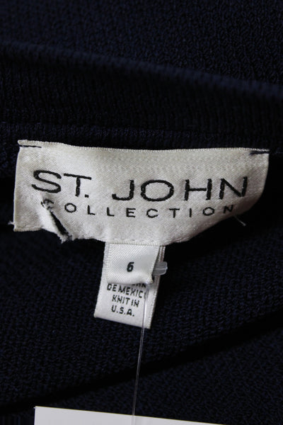 St. John Collection Womens Blue Basic Jacket 80% Wool Long Sleeve Zip Size 6
