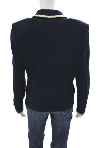 St. John Womens Basic Jacket Blue Wool Button Long Sleeve Size 6
