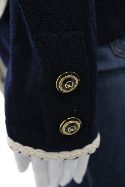St. John Womens Basic Jacket Blue Wool Button Long Sleeve Size 6
