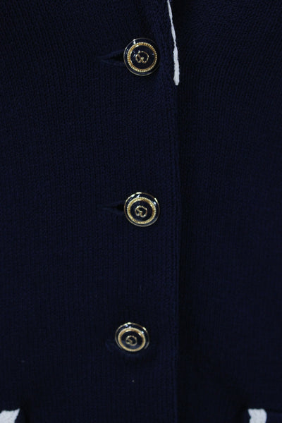 St. John Womens Basic Jacket Blue Wool Button Long Sleeve Size 6