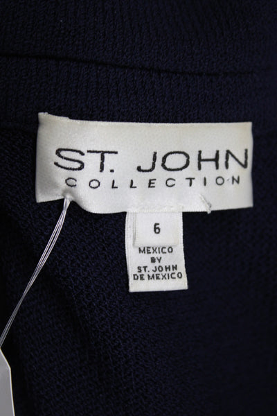 St. John Womens Basic Jacket Blue Wool Button Long Sleeve Size 6