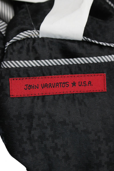 John Varvatos Star USA Mens Black Wool Pinstripe Jacket Buckle Size 38