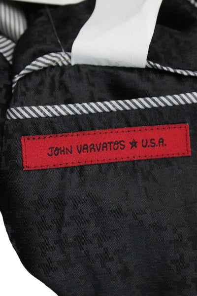 John Varvatos Star USA Mens Black Wool Pinstripe Jacket Buckle Size 38