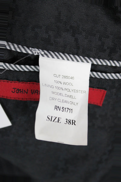 John Varvatos Star USA Mens Black Wool Pinstripe Jacket Buckle Size 38