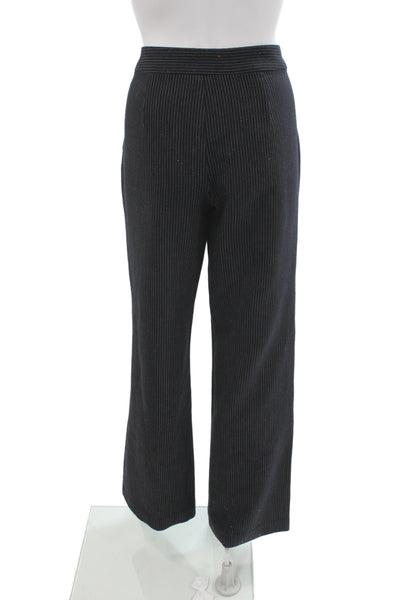 Free People Womens Black Striped Dress Pants Buckle Closure Size 6