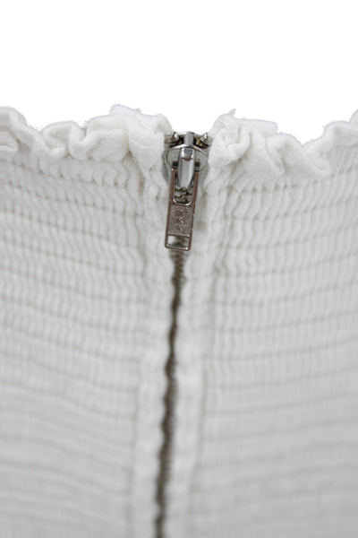 Reformation Womens Midi Dress White Linen Square Neck Short Sleeve Size 12