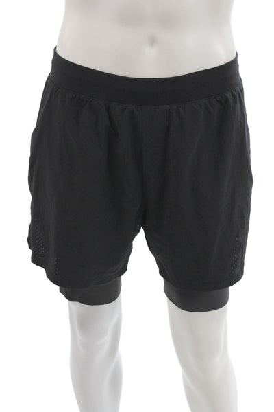 Lululemon Mens Athletic Black Drawstring Synthetic Shorts Size L