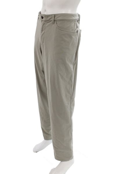 Lululemon Mens Chino Pants Beige Button Polyester Size 38