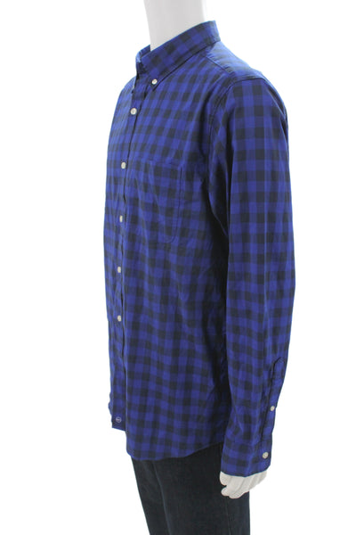 Vineyard Vines Mens Checkered Print Long Sleeve Button-Down Shirt Blue Size L