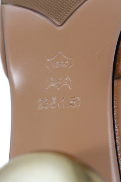 Culbia Womens Womens Leather Open Toe Slip On Heels Brown Size 6