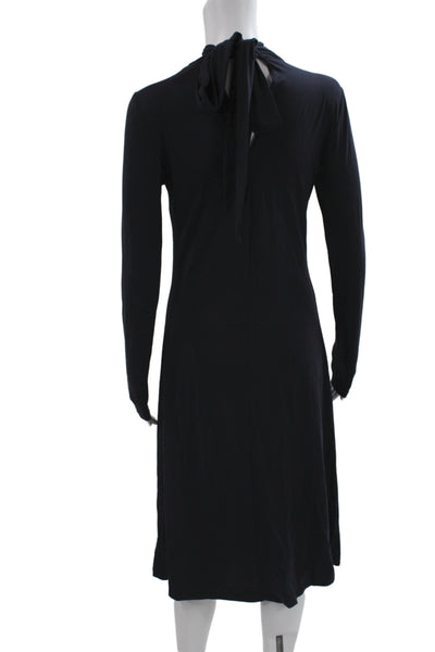 Modern Citizen Women Black Halter Long Sleeve Sheath Dress Mid Calf Size XS