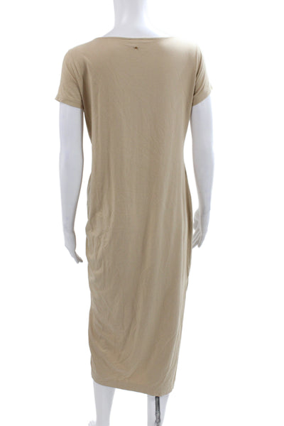 Cuyana Women Tshirt Dress Beige Pima Cotton Short Sleeve Mid-Calf Size XS