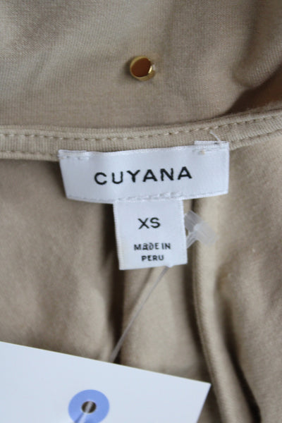 Cuyana Women Tshirt Dress Beige Pima Cotton Short Sleeve Mid-Calf Size XS