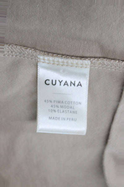 Cuyana Women Tshirt Dress Beige Pima Cotton Short Sleeve Mid-Calf Size XS