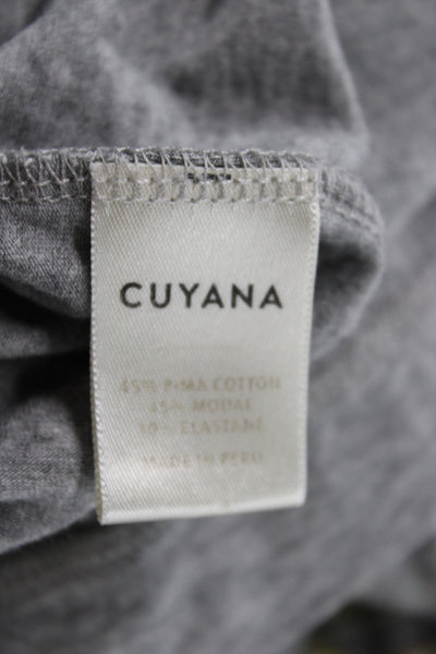 Cuyana Women Gray V-Neck T-Shirt Dress Short Sleeve Midcalf Size XS