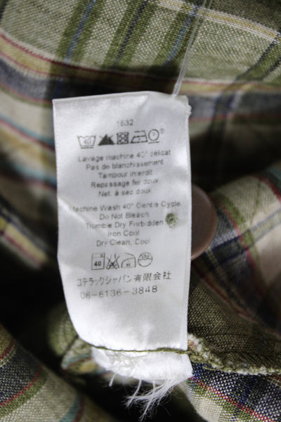 Cotelac Women Cargo Green Plaid Cotton Knee Length Skirt Button Size 0