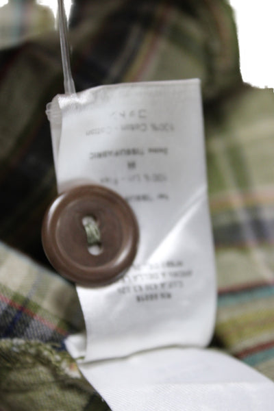 Cotelac Women Cargo Green Plaid Cotton Knee Length Skirt Button Size 0